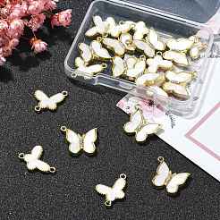 20本2スタイルアロイペンダント  アクリルラインストーン付き  蝶のチャーム  ゴールドカラー  14.5~16.5x15.5~18x2.5~3mm  穴：1.2~1.5mm  10個/スタイル&nbsp;FIND-CJ0002-34