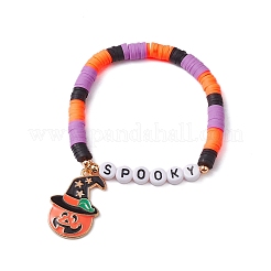 Pumpkin & Spider Web Alloy Enamel Charm Bracelets&nbsp;BJEW-JB10886