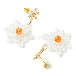 Christmas Snowflake Glass Seed Braided Dangle Earrings&nbsp;EJEW-MZ00233-03
