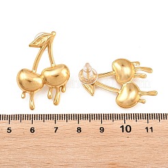 Melting Styles 304ステンレススチール製スタッドピアス（女性用）  チェリー  35.5x23mm&nbsp;EJEW-F415-02G-01