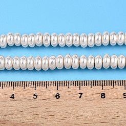 透明スプレー塗装ガラスビーズ連売り  フラットラウンド  フローラルホワイト  6.5x3.5mm  穴：1.2mm  約122~124個/連  16.54~16.73インチ（42~42.5cm）&nbsp;GLAA-N001-33