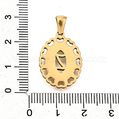 金色の304ステンレススチールペンダント  シェルと  ハートのある中空の楕円形  文字Z  23x16.5x2mm  穴：5.5x3mm&nbsp;STAS-K300-02G-Z