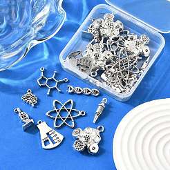 32個8スタイルチベットスタイルの合金チャーム  アンティークシルバー  12.5~33x6.5~27.5x1.5~8mm  穴：1~3mm  4個/スタイル&nbsp;TIBE-FP0001-07