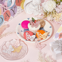 21Pcs 3 Colors Birthday Theme Mirror Effect Acrylic Birthday Cupcake Insert Card Decoration&nbsp;AJEW-SP0001-72A