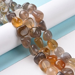 天然石グレーアゲートビーズ連売り  タンブルストーン  ナゲット  10.5~13.5x10.5~11.5x6~10mm  穴：0.8mm  約36個/連  15.35''（39センチメートル）&nbsp;G-A208-03
