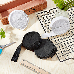 滑り止め透明シリコンポリエステルゴムバンド  DIY縫製下着アクセサリー  ブラック  25mm&nbsp;SRIB-WH0011-031B-01