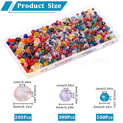 1000個のファセットロンデル透明ガラスビーズ  ミックスカラー  4~8x3~6mm  穴：1mm  1000個/セット&nbsp;GLAA-SP0001-28