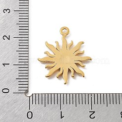 304ステンレススチールラインストーンペンダント  18KGP本金メッキ  太陽  21x18x1.5mm  穴：1.4mm&nbsp;STAS-D300-01G-05