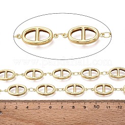 304ステンレススチールリンクチェーン  豚の鼻  ハンダ付け  スプールで  ゴールドカラー  23x11x3mm&nbsp;CHS-Q010-05G