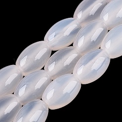 天然石瑪瑙ビーズ連売り  染め  ライス  ホワイトスモーク  11.5~12.5x7.5~8.5mm  穴：1~1.2mm  約31~33個/連  14.57~15.35インチ（37~39cm）&nbsp;G-N362-18A-10