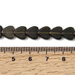 天然石ゴールデンシーンオブシディアンビーズ連売り  ハート  8x8x2.5mm  穴：0.6mm  約50個/連  14.88''~15.12''（37.8~38.4センチメートル）&nbsp;G-M403-A46-03