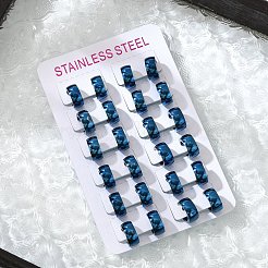 304ステンレススチール研磨効果フープピアス  イオンプレーティング（ip）  ブルー  13.5x6mm&nbsp;EJEW-M001-29A