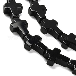 天然黒瑪瑙（染色・加熱）ビーズ連売り  クロス  14.5x11x4.5mm  穴：0.8mm  約27個/連  15.35''（39センチメートル）&nbsp;G-I337-A03-02