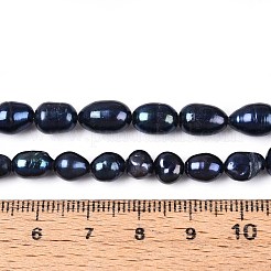 天然養殖淡水パールビーズ連売り  ライス  染め  プルシアンブルー  4~11x4~6x4~6mm  穴：0.5~0.8mm  約53~54個/連  13.98~14.17''（35.5~36センチメートル）&nbsp;PEAR-N012-09Z-01