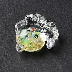 ルミナス透明レジンペンダント  金箔入りタコチャーム  暗闇の中で輝く  ミックスカラー  27x25x9mm  穴：2mm&nbsp;X-RESI-K019-05