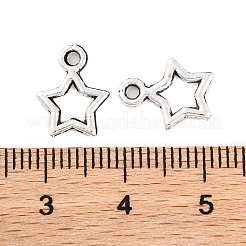 チベットのスタイル合金のスターチャーム  アンティークシルバー  12x9x1mm  穴：1.5mm&nbsp;TIBEB-O004-29