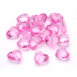 透明なアクリルビーズ  多面カットハート  ショッキングピンク  25x28.5x16mm  穴：3mm&nbsp;X-PL318Y-4