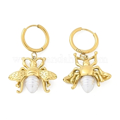 304 Stainless Steel ABS Imitation Pearl Hoop Earrings&nbsp;EJEW-M070-19G