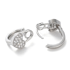Brass Micro Pave Clear Cubic Zirconia Hoop Earrings&nbsp;EJEW-C121-10P