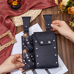 Rectangle PU Leather Medieval Waist Belt Bag with 2Pcs Glass Potion Bottles&nbsp;AJEW-WH0752-297A