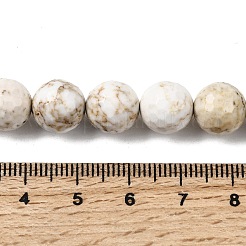 天然マグネサイトビーズ連売り  染め＆加熱  ファセット（128ファセット）  ラウンド  古いレース  10mm  穴：1.4mm  約38個/連  15.04''（38.2センチメートル）&nbsp;G-P598-E-10mm-03