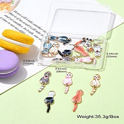 18本9色合金ペンダント  猫の形  ミックスカラー  34.5x10x2mm  穴：1.6mm  2個/カラー&nbsp;FIND-CJ0002-11