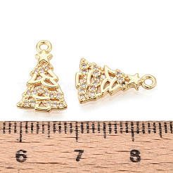 Brass Micro Pave Clear Cubic Zirconia Pendants&nbsp;KK-T077-45G