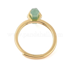 Double Pointed Hexagonal Prism Natural Mixed Stone Adjustable Rings for Women&nbsp;RJEW-G327-01G