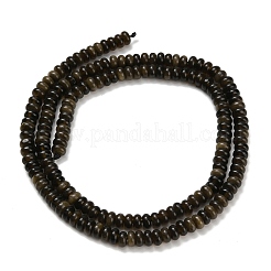 天然石ゴールデンシーンオブシディアンビーズ連売り  ロンデル  4x2mm  穴：0.9mm  約160~162個/連  14.96~15.16インチ（38~38.5cm）&nbsp;G-Z110-B31-2x4mm