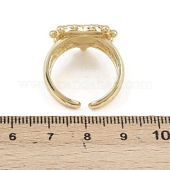 女性用真鍮オープンカフリング  合成シェル付き  18KGP本金メッキ  ハート  17.5x19mm  usサイズ8 1/2(18.5mm)&nbsp;LS-RJEW-K308-04A-G