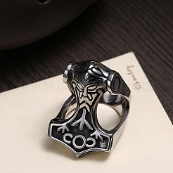 メンズステンレススチールフィンガー指輪  ワイドバンドリング  アンティークシルバー  usサイズ11（20.6mm）&nbsp;RJEW-BB29952-11