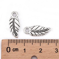 合金のチベット風チャーム  鉛フリー及びカドミウムフリー  葉  アンティークシルバー  18x7x1mm  穴：2mm&nbsp;LS-LF0225Y