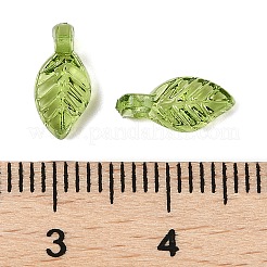 クリアアクリルチャーム  葉のチャーム  オリーブドラブ  10.5x5x3.5mm  穴：1.2mm&nbsp;TACR-F009-11C