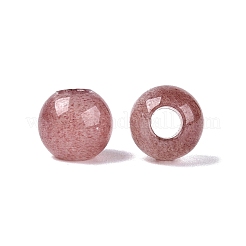 天然ストロベリークォーツ ヨーロピアンビーズ  スムーズなラウンド  大穴ビーズ  10x8.5mm  穴：4mm&nbsp;G-Q607-02F
