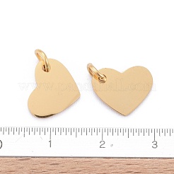 201 ステンレススチール スタンピング ブランク タグ チャーム  鏡面研磨仕上げ  ハート  ゴールドカラー  10x12x1mm  穴：3.5mm&nbsp;STAS-S105-T618-2