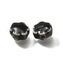 手作りの陶器ビーズ  花  ブラック  9.5x10x5~5.5mm  穴：1.8~2.2mm&nbsp;PORC-H013-04-08