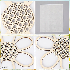 天然木ペンダントセット3個  染色されていない  花  アンティークホワイト  205~250x185~230x4mm  穴：7.5~9mm&nbsp;WOOD-WH20002-04B