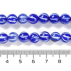 チベット風の Dzi 瑪瑙ビーズ 連売り  ウェーブのエッチングラインビーズ  染め＆加熱  ラウンド  ブルー  8mm  穴：1mm  約47~48個/連  14.69~15.35''（37.3~39センチメートル）&nbsp;G-B084-A06-01