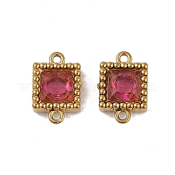 Ion Plating(IP) 304 Stainless Steel Cubic Zirconia Square Links Connector Charms&nbsp;STAS-K256-24G