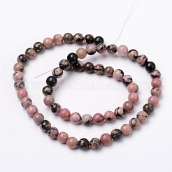 Natural Rhodonite Round Bead Strands&nbsp;G-N0120-17-6mm