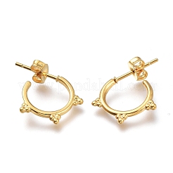 304ステンレススチールハーフフープピアス  スタッドのピアス  耳ナッツ  ゴールドカラー  14.5x14x1.4mm  ピン：0.7mm&nbsp;X-EJEW-H100-08G