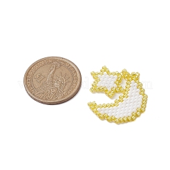 シードビーズ ビーズチャーム  星と月のペンダント  ライトカーキ  30x31x2mm  穴：1mm&nbsp;PALLOY-MZ00270