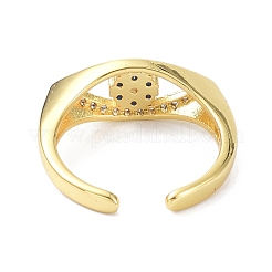 イービル アイ リアル 18k メッキ カフ リング 女性用 ギフト  真鍮製マイクロパヴェキュービックジルコニアオープンリング  カドミウムフリー＆鉛フリー  ブラック  usサイズ7 1/2(17.7mm)&nbsp;ZIRC-C021-03G-01