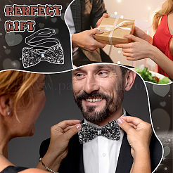 Adjustable Resin Rhinestone Polyester Bow Ties for Men&nbsp;AJEW-WH0472-01B