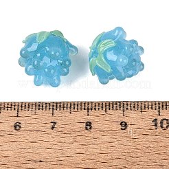 手作りランプワークビーズ  ラズベリー  ディープスカイブルー  14.5~16.5x12.5~17.5x12.5~17.5mm  穴：1~1.8mm&nbsp;LAMP-N042-23F