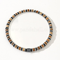 Natural Picture Jasper & Synthetic Non-magnetic Hematite Beads Stretch Bracelets for Men&nbsp;LS-NY6374