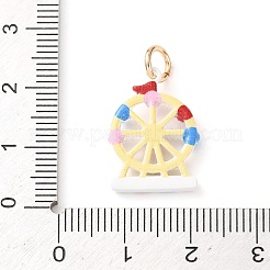 真鍮製エナメルペンダント  ゴールドカラー  観覧車チャーム  20.5x14.5x3.5mm  穴：3.5mm&nbsp;KK-CBA05A5-01G-02