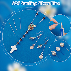 36個、3つのスタイル、925つのスターリングシルバーのアイピン  銀  30x1.5~2.5x0.5~0.6mm  12個/スタイル&nbsp;STER-PH0002-65