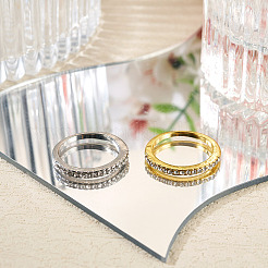 2Pcs 2 Colors Alloy with Crystal Rhinestone Finger Rings&nbsp;RJEW-TADJ0001-01D