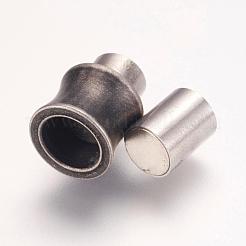 304ステンレススチール製マグネット留め具、接着端付き  花瓶  アンティークシルバー  16.5x10mm  穴：6mm&nbsp;STAS-F124-04AS02